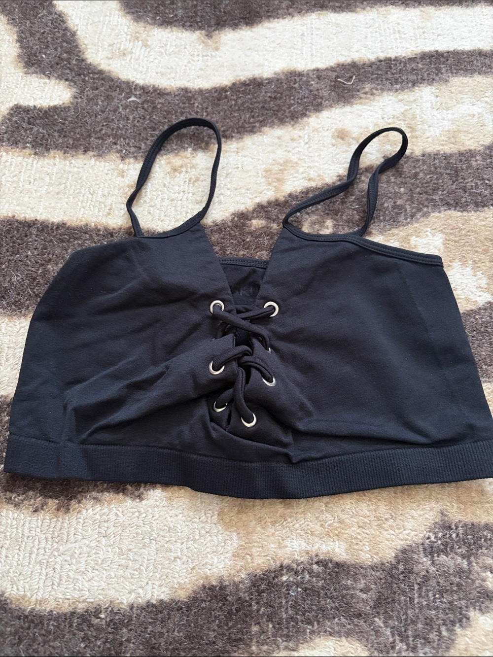 Black Lace-Up Bralette Crop Top - Women Intimates